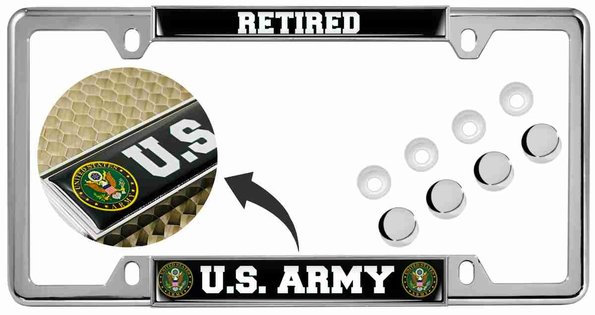 U.S. Army Retired - Car Metal License Plate Frame